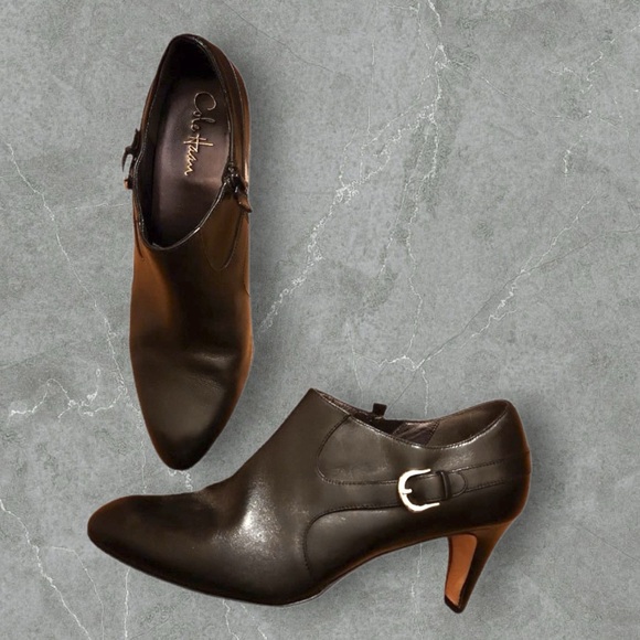 Cole Haan Nike Air Black Leather High Heel Ankle Booties Size 9.5B Booties - Picture 6 of 6